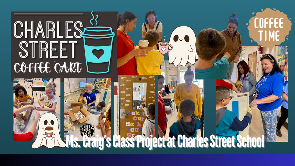 collage of photos of students serving coffee to teachers at css