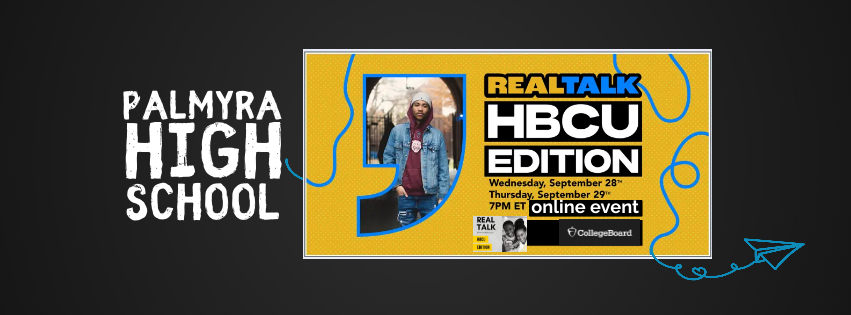 COLLEGE BOARD real talk event poster with young man photo and info for the 9/28 event