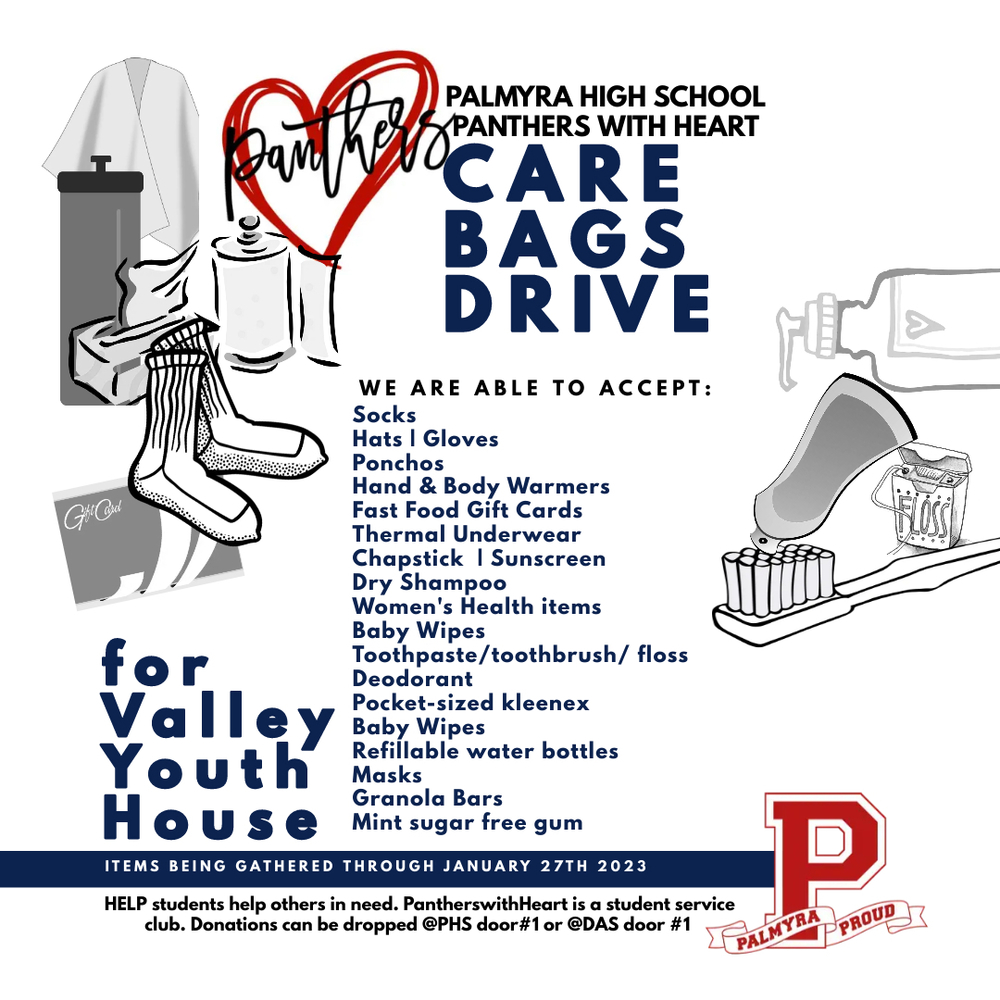 LISTING OF ITEMS being collected for homeless drive