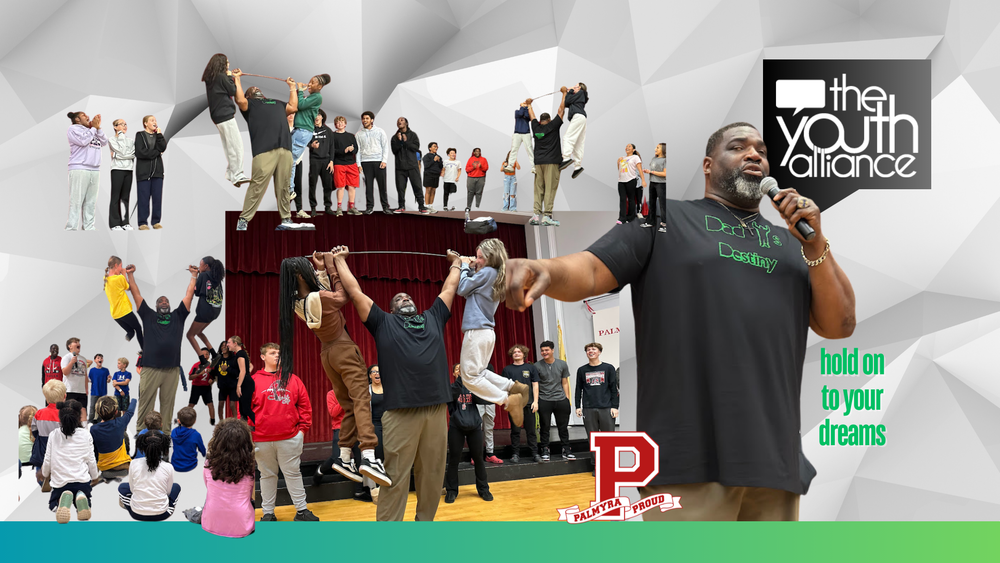 youth alliance assembly with Devin Wyman and many students collage