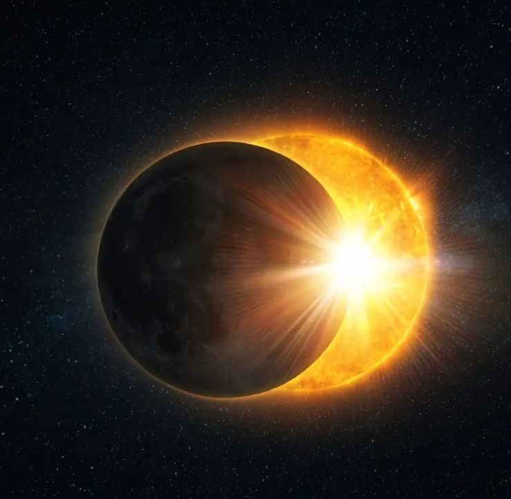 image of a solar eclipse with only a portion of the sun showing