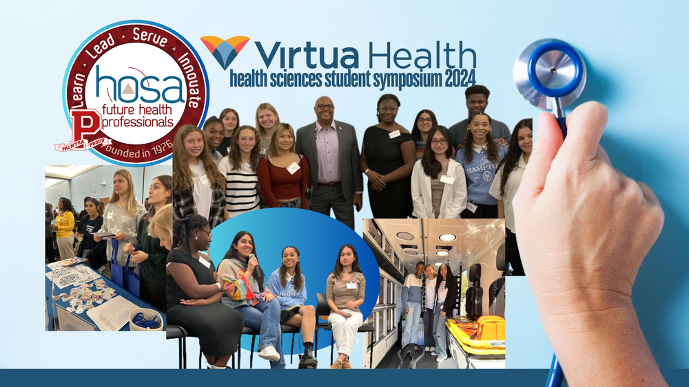 members of HOSA visit Virtua Health photo collage