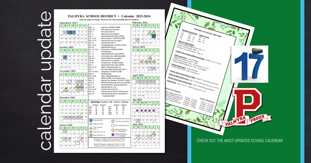 image of school calendar closeup with school logo