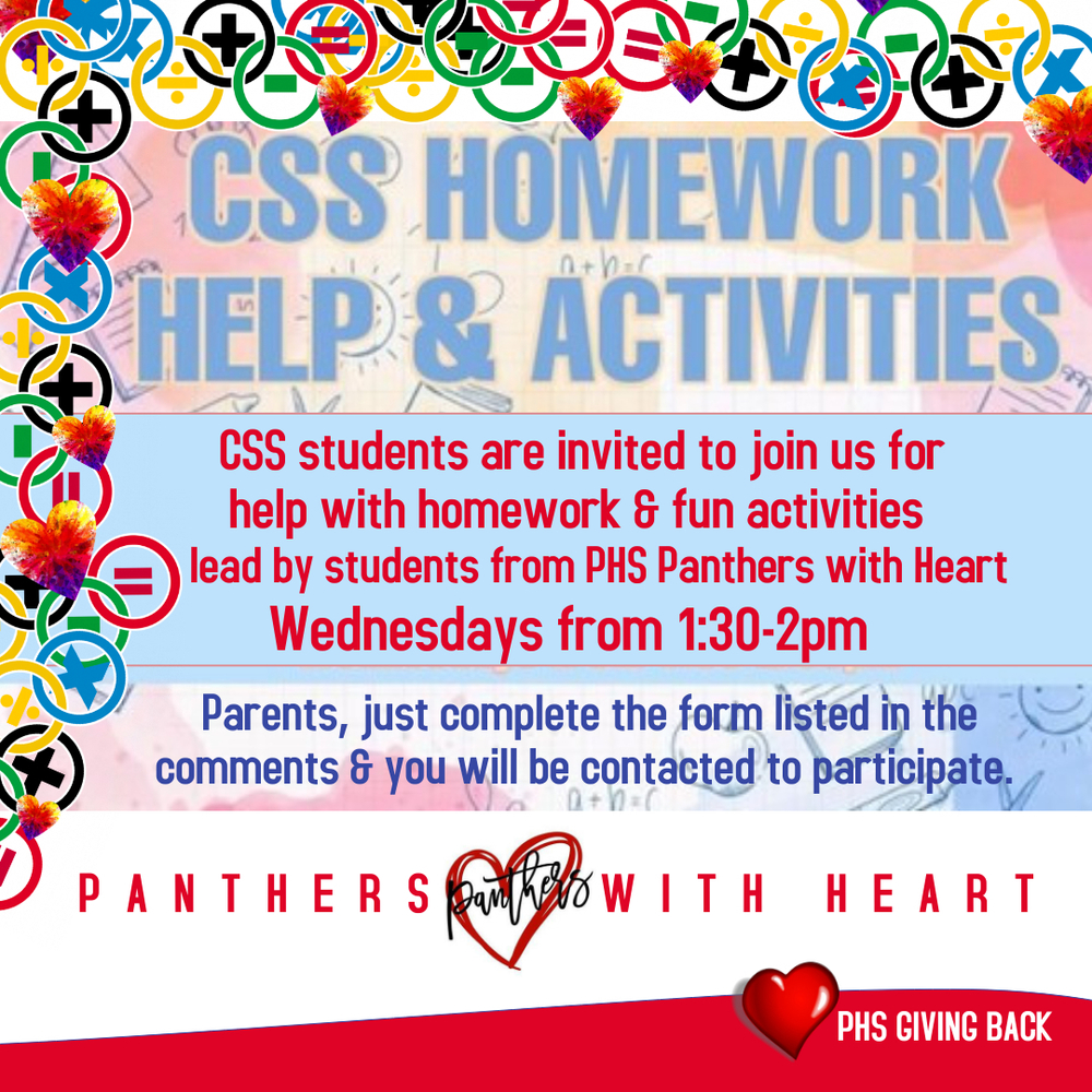 Panthers with Heart flyer for homework help