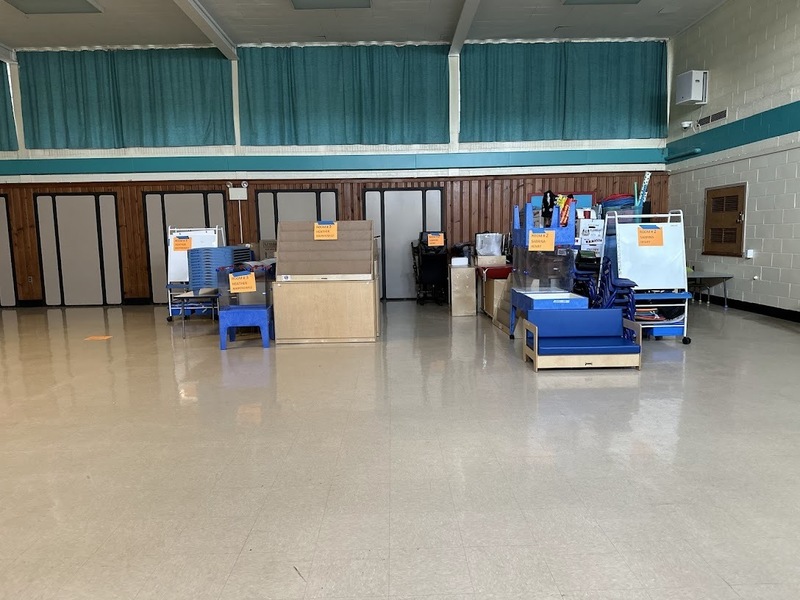 classroom storage in the DAS gym for the summer