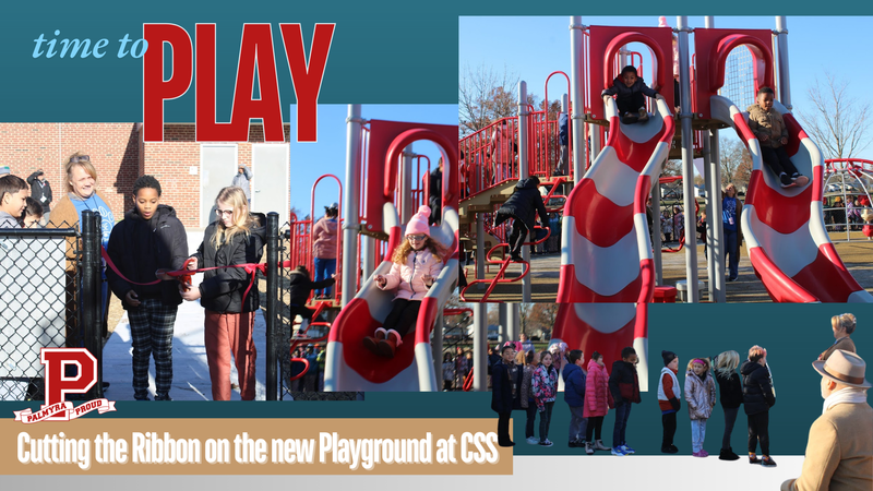 collage of photos of students on css playground for ribbon cutting