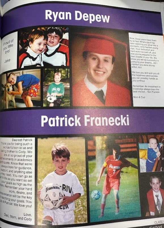 page from the 2016 yearbook showing senior ads