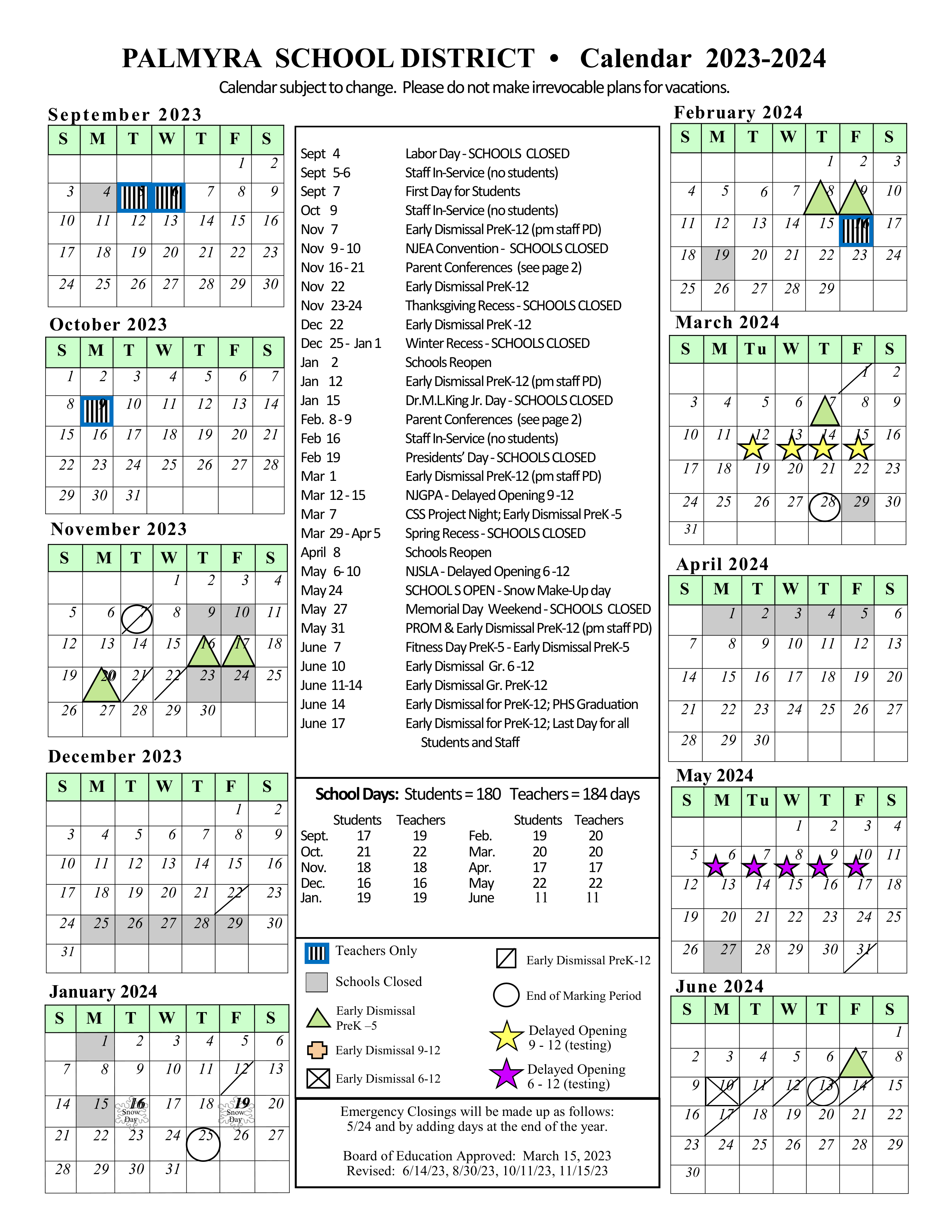 ARTWORK referring to school calendar