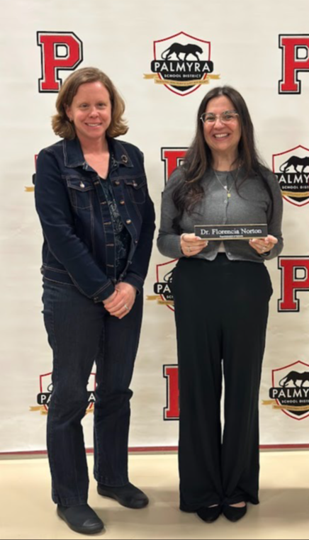 photo of Board Member Amy Austin with new superintendent Dr. Florencia Norton