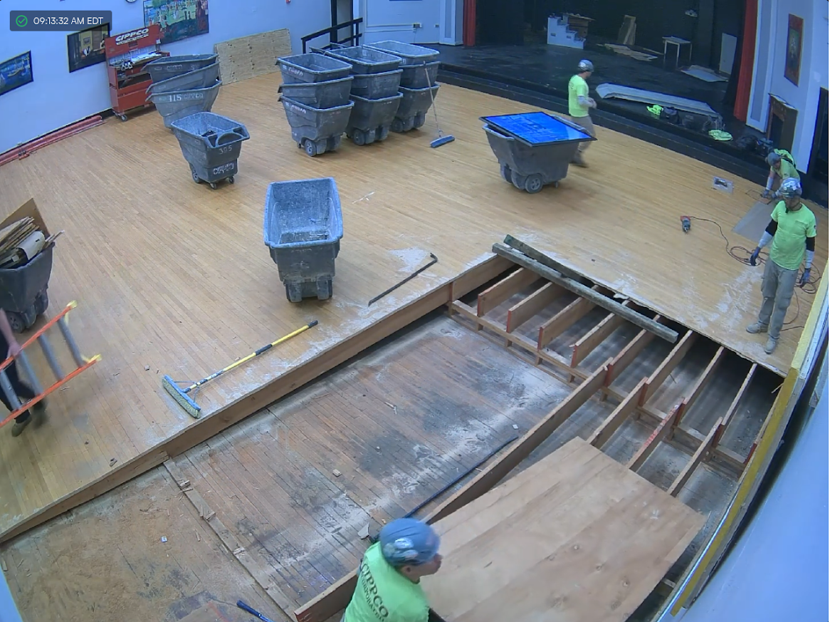 overhead view of the demo of the auditorium floor