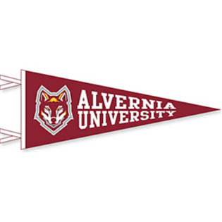 alvernia university pennant golden wolves burgundy & white