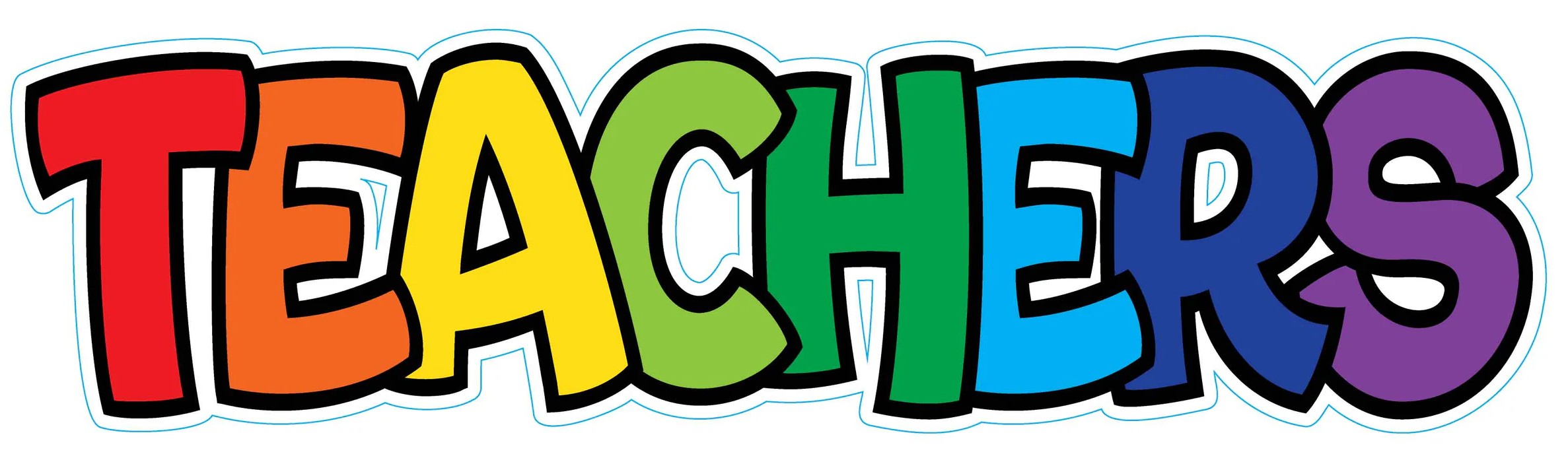 word: teachers in rainbow colors