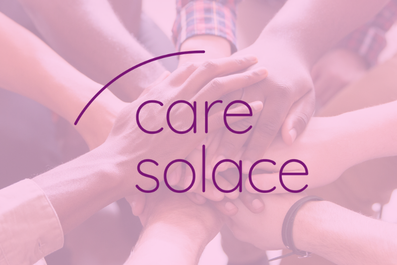 care solace logo with hands stacked in unison