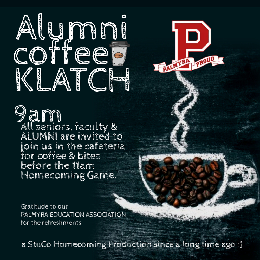 chalkboard theme cup of coffee with real beans for Alumni Koffee Klatch 2023
