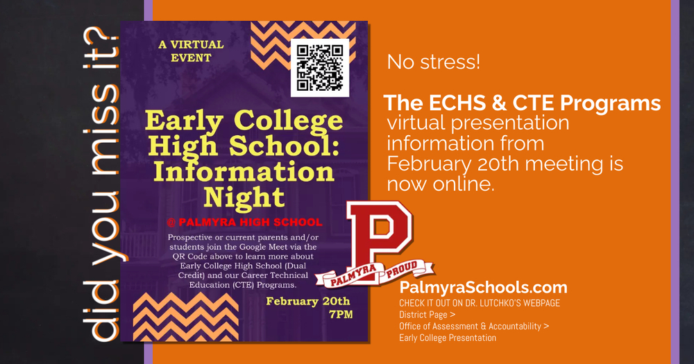 picture of flyer for Early College High School Information Virtual Meeting