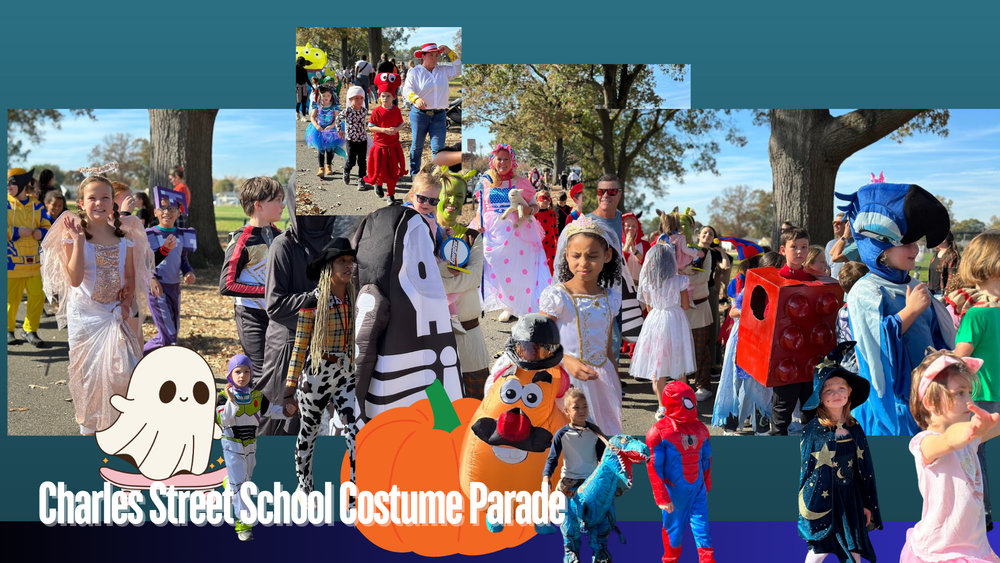 collage of students in the halloween parade