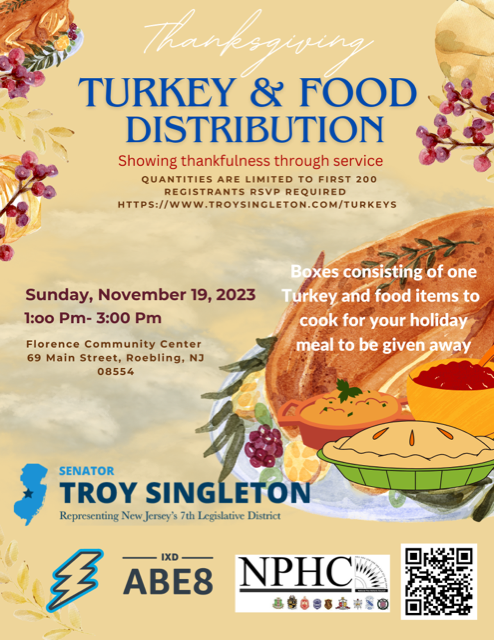 Turkey & Food Distribution with drawing of thanksgiving