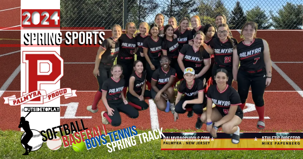 spring sports update template featuring softball team in uniform