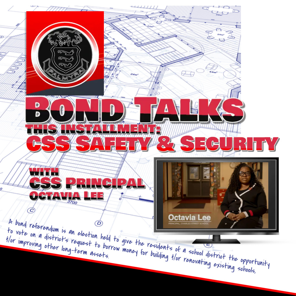 Bond Talks Graphic with photo of Mrs. Lee in the CSS Foyer