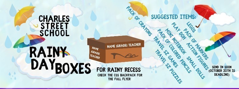 Rainy Day Boxes with umbrellas & rain & clouds