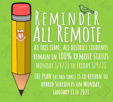 New Year- Return to Classes on 1/4/21