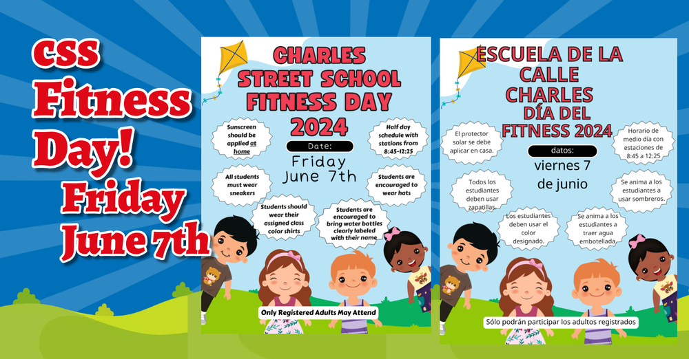 css fitness day event reminder with cartoon kids outside