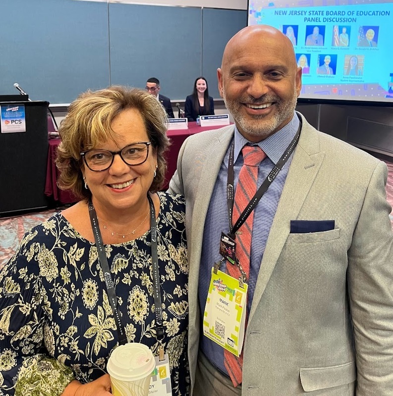 photo of superintendent Mark Pease with former teacher & NJASC exec director Wendy Booth Sitzler