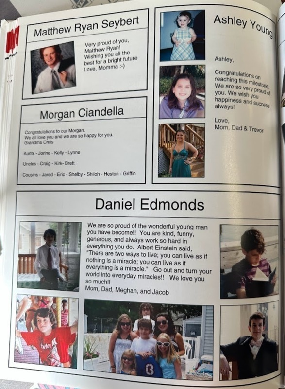 a page from the 2017  yearbook with student ads on it