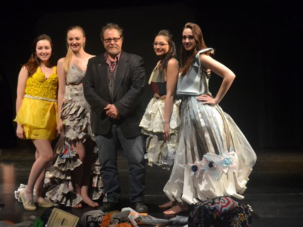 Students and MC at 2016 Trash to Fashion