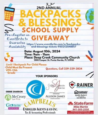 Backbacks & Blessings School Supply Giveaway